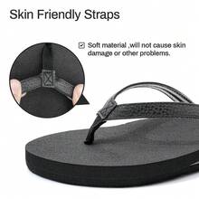 Flip Flops For Women  Yoga Mat Comfortable Summer Beach Walking Thong Cushion Sandals Slip On Indoor Outdoor - 黑色 - 查看 5