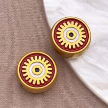 2pcs Fashion Enamel Stainless Steel Devil Eye Spacer Beads Charm High Quality Gold Plated Eye Spacer Beads Jewelry Findings For Necklaces, Bracelets, Earrings, Jewelry Making And DIY Crafts