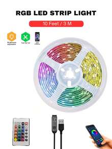 1pc Bedroom Decor Led Lights 3.3ft-50ft/1m-15m USB 5V LED Strip Lights, Fpc Rgb Light, 2 Mode Control With App + 24-Key Remote Controller Light TV Backlight Lighting Decor, Suitable For Home Party Festival Decoration - Multi-color light - View 15