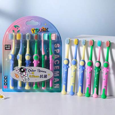 6pcs Children Toothbrushes Set, Astronaut Design Kids Toothbrushes, Soft Bristles
