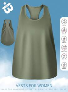 Olivgrünes Damen Sport-Trägershirt aus leichtem Gewebe für bequemen Sitz, geeignet für Wandern, Fitnessstudio, Training, Camping und verschiedene Outdoor-Aktivitäten