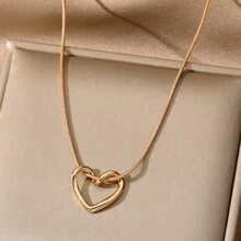 1 pieza Collar colgante con diseño de corazón hueco minimalista de lujo, gargantilla simple y elegante, collar versátil para superposición, regalo de cumpleaños para amiga