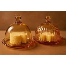 Amber Cheese Holder With Lid And Butter Dish 14cm X 10cm - 琥珀色 - 查看 1