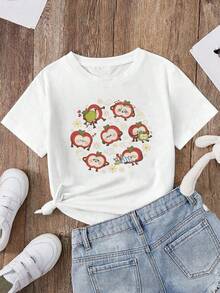 Oversized Sunny Apple Graphic Tee, Love And Deepspace Caleb, Soft Cotton Shirt For Otome Lovers, Casual Wear, Spring Fashion, Fun And Playful Design Unisex Short Sleeve Classic Heavy Cotton T Shirt Printed Graphic Tee Women's Casual Short-Sleeved Summer Top - 白色 - 查看 3