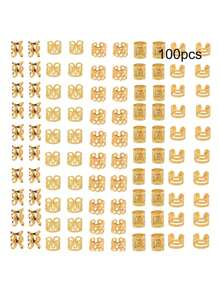 Set de 100/50 piezas de trenzado dorado mezclado, 50 elegantes aros/accesorios para el cabello de señoras y niñas del milenio