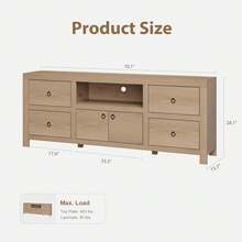 Farmhouse TV Stand For 75/80 Inch TVs, Modern Storage Media TV Console TV Stand Table  70" Long Entertainment Center With 6 Storage Drawers & Soundbar Shelf, White Television Consoles Stands For Living Room, Bedroom - Màu be - Xem 7