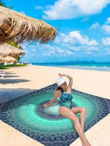 1 pieza Nueva Esterilla de picnic/Toalla de playa resistente al agua y a la arena con estampado digital de moda y diseño fresco, adecuada para campamentos y picnics al aire libre - Multicolor - Ver 3