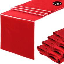 4pcs/Set Satin Tablecloth 12*108 Inch Silky Smooth Christmas Red Party Table Runner, Suitable For Home, Dinner, Wedding, Thanksgiving, Birthday, Christmas Celebration Decoration - Multicolor - View 9