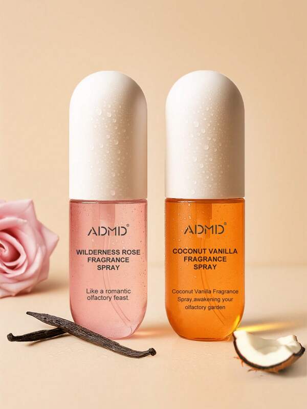 1pc X 50ml Fragrance Spray Mist, Long Lasting Summer Vanilla Coconut Rose Floral Scent, Portable On The Go Design Fashion Air Freshener, Suitable For Cloth, Indoor, Outdoor, Home, Bathroom Sitting Room, Living Room, Office, Hotel, Wedding, Birthday, Valentine's Day, Festival Party Gift, Odor Remove Gifts Graduation, Portable