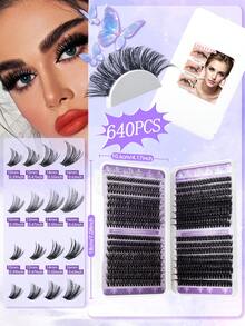 640/270 szt. naturalnych, delikatnych rzęs 3D/5D - kępki 640/270, podkręcone i puszyste rzęsy, lekkie jak piórko i wielokrotnego użytku, odpowiednie do codziennego makijażu, na wesela, imprezy, do odgrywania ról, wygodne w noszeniu przez 12 godzin, bez grudek, łatwe do odklejania i nakładania, czyste i nietestowane na zwierzętach sztuczne rzęsy (rzęsy, kępki rzęs, rzęsy w kępkach)