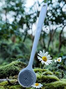 长柄硅胶背刷，蓝色/灰色/粉色，适用于按摩、沐浴、身体磨砂 - 彩色 - 查看 5