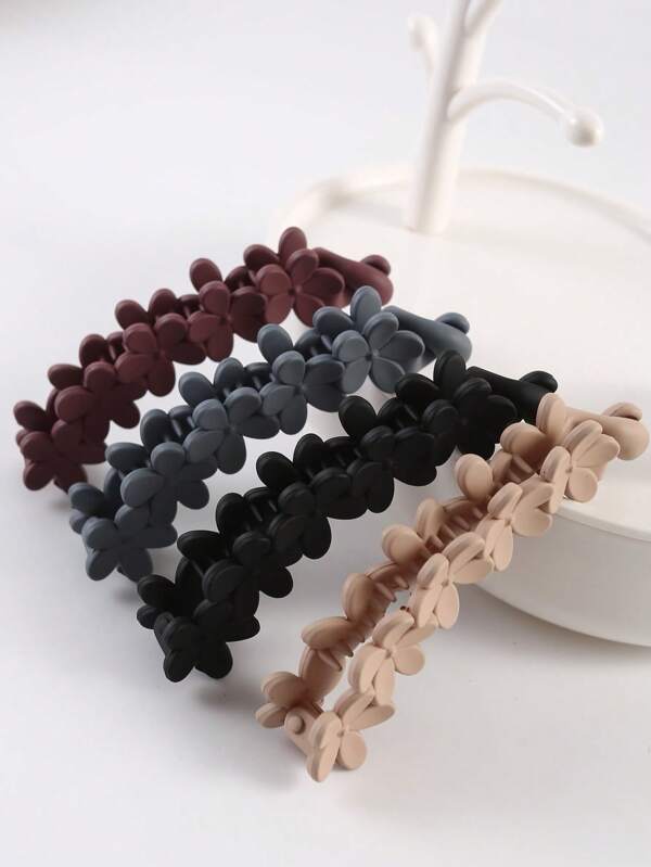 1pc Solid Color Simple Matte Vertical Flower Hair Clip, Bun Claw Clip, Banana Clip, Plum Blossom Twist Clip, Claw Clips, Clips For Hair, Hair Slide, Hair Claws