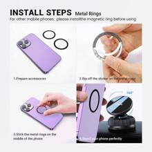 TOPK 360° 可旋转磁性车载手机支架 - 可调节多角度吸盘支架，适合所有智能手机尺寸，超稳定，无需粘合剂 - 黑色 - 查看 9