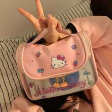 Sanrio 1PC Sanrio Matte Transparent Makeup Bag Cute Kitty Cat Toiletries Bag Travel Convenient Large Capacity Storage Skin Care Products Beauty Bag Multifunctional Portable Storage Makeup Bag