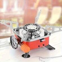 1PC Portable Mini Outdoor Gas Square Stove, Foldable Small Square Stove, Portable Camping Stove, Foldable Design, Suitable For Outdoor Exploration, Hiking, And Picnicking(Gas Canister Not Included) - 紅色迷你爐子 - 查看 9