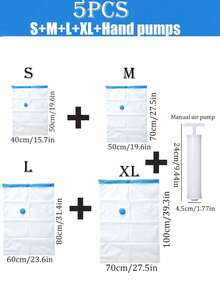 1/6pcs Vacuum Storage Bags, Clear Quality Compression Bags, Multi-Functional Vacuum Bags, Foldable Compression Bags Suitable For Travel Essentials, Clothes, Bedding, Blankets, Easily Portable Storage Bags With Hand Pump, No Electricity Required, Suitable For Decorative Items, Holiday, Room, Home, Bedroom, Dresses, Pants, Shoes, Jeans, Boots - Multicolor - View 24