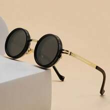 蒸汽朋克风旋转镜片眼镜 - 亮度可调，合金镜框，黑色镜框搭配灰色镜片，是角色扮演派对和时尚配饰的完美之选，时尚吸睛的个性眼镜 | 蒸汽朋克眼镜 | 合金镜框眼镜，打造返校季时尚学院风造型 - 彩色 - 查看 7