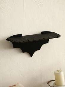 1 pieza Soporte en forma de murciélago de madera negra y cristal para rincón, Candelabro estilo gótico, Decoración de escenografía y accesorios para fiesta de Halloween, Decoración de pared para casa encantada, Decoración para fiesta de casa embrujada