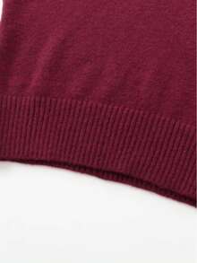 DEEKA Autumn/Winter Women Casual Chic Loose Fit Soft Knit Sweater - Burgundy - View 7
