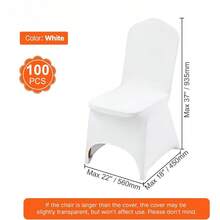 100 Pcs White Chair Covers Polyester Spandex Chair Cover Stretch Slipcovers For Wedding Party Dining Banquet Flat-Front Chair Covers
