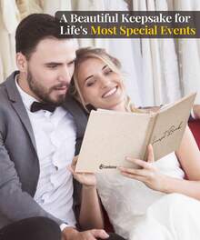 Wedding Guest Book, Guest Book Wedding Reception - Classic Baby Shower Guest Book, 100 Blank Pages For Bridal Shower Birthday Graduation Sign In And Photos, Beige - Pink - View 11