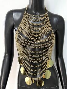 Top de cuello halter de estilo punk rock metálico para mujeres, adecuado para festivales de música, carnavales, fiestas y atuendos de club - Multicolor - Ver 8