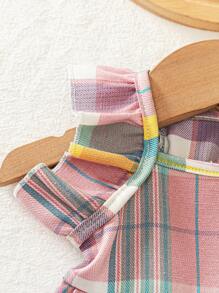 Cute Kitten & Puppy Colorful Plaid Pet Dress