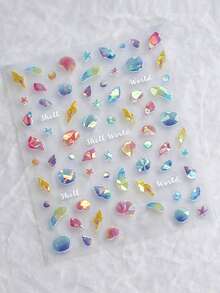 Beautizon Nailartlab 1pc 5D Starfish & Shell Nail Art Sticker, Self-Adhesive Holographic Ocean World Pattern Nail Decals - Multicolor - View 8