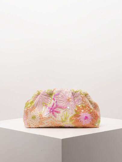 Floral Bag, Sequin Bag, Bridal Party Clutch Bag For Women, Prom Bag, Prom Accessories, Elegant Bag For Women, Wedding Items, Random Pattern Glitter Prom Wallet