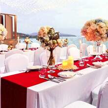4pcs/Set Satin Tablecloth 12*108 Inch Silky Smooth Christmas Red Party Table Runner, Suitable For Home, Dinner, Wedding, Thanksgiving, Birthday, Christmas Celebration Decoration - Multicolor - View 5