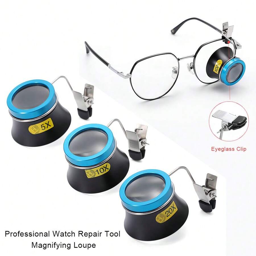 5X/10X/20X Clip-On Magnifier Loupe, Watch Repair Tools Magnifying Glass