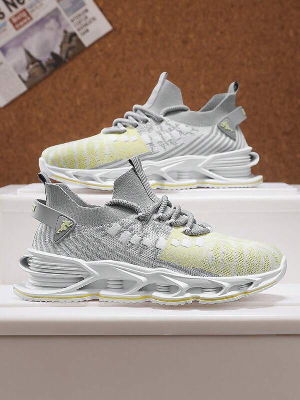 Men's Slip-On Walking Shoes, Blade Tennis Shoes, Non-Slip Running Shoes, Lightweight Sports Shoes, Breathable Mesh Fabric, Fashion Lace-Up Outdoor Sports Shoes