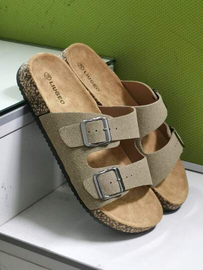 Men's Fashion Cork Sole Slide Sandals, Comfortable Slippers, Slip-On Mules, Suitable For Summer, Outdoor, Beach, Walking