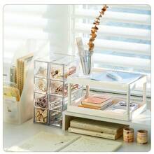 1pc Transparent 4-Cell Pull-Out Glasses With Drawer Sunglasses Storage Box Dustproof Stackable Accessories Storage Box,Stationery Storage, Makeup Tool Storage, Jewelry Storage, Display Stand