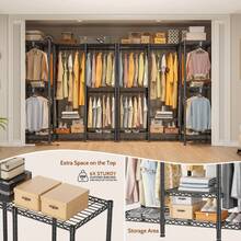 MODULAR CLOTHING SYSTEM - Heavy-Duty Metal Garment Rack 1100 Lbs - 4x4 Design - 77" Width - Equipment - Holds 240+ Garments - Multiple Assembly Options - Steel Construction - Space-Optimizing - For Home & Commercial Use