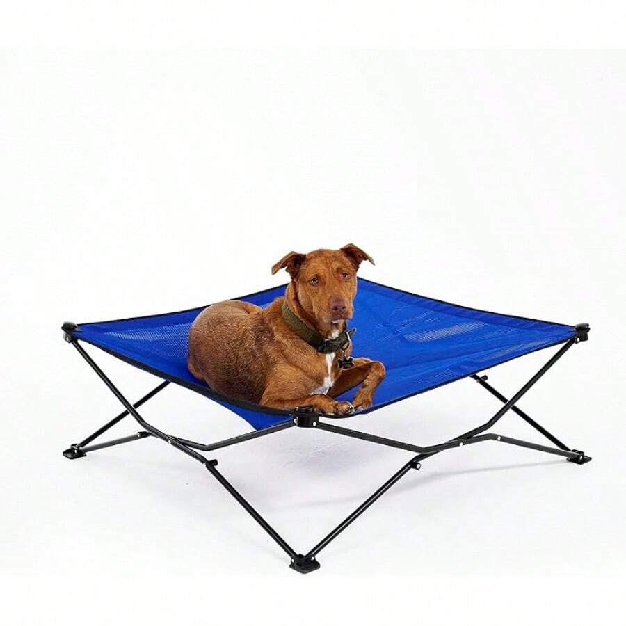 Coolaroo On-The-Go Elevated Dog Bed - Foldable Pop-Up Travel Dog Bed With Breathable, Moisture-Resistant Fabric, Carry Bag Included, Lightweight & Portable, Emerald Green, Standard - 藍色 - 查看 1