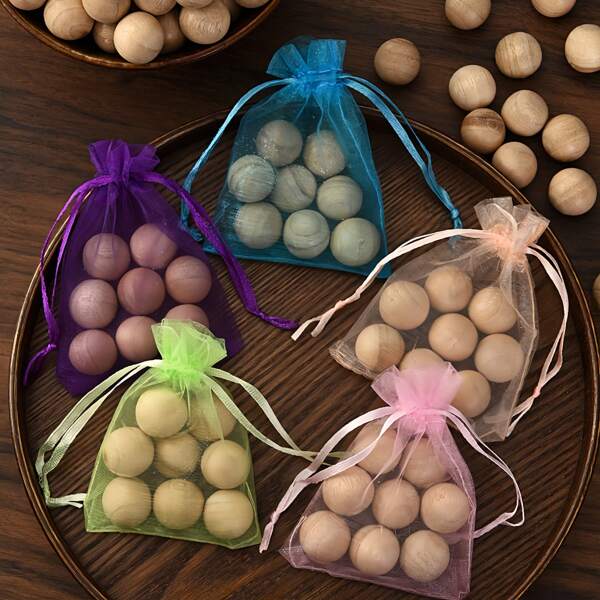 150/100/50/25 bolas de madeira de cânfora natural, embaladas em saco de malha com cordão, 1,8 cm, repelente de traças, cânfora natural para roupas, inseticida, antitraça, adequado para gavetas, caixas de armazenamento, desumidificação saudável, aroma fresco, antiinsetos, limpeza de guarda-roupas