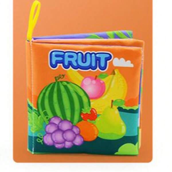 1pc Baby Bilingual Cloth Book, Tear-Proof, Early Education Cognitive Sensory Training, Parent-Child Interaction, Fruit Shape Letter Pattern, Infant Educational Toy (Random Color)