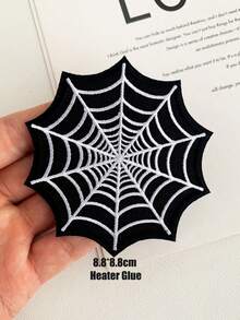 1 件男士黑色蜘蛛网刺绣贴片，DIY 熨烫缝纫贴花，适用于服装、包袋、帽子和配饰 - 彩色 - 查看 3
