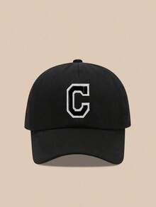 1顶儿童26字母刺绣棒球帽，金色线缝制字母设计，可调节后扣，时尚遮阳帽，男女童皆宜 - 黑色 - 查看 6