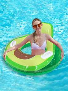 1个牛油果形充气游泳圈，带手柄，便携式成人腋下游泳圈