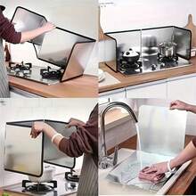 1pc Dual Panel Stainless Steel Splash Guard - Heat Resistant, Non-Stick Kitchen Stove Protector - Foldable Plates For Home, RV, Camping
