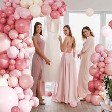 Bộ trang trí cổng bóng bay màu hồng 107 món, gồm bóng bay màu hồng và trắng, kiểu macaron, màu hồng nhạt và màu ngà, thích hợp cho bé trai, bé gái, trẻ em, tiệc mừng em bé chào đời, tiệc tiết lộ giới tính, đám cưới, sinh nhật, trang trí phòng, tiệc tùng. - Hồng - Xem 4