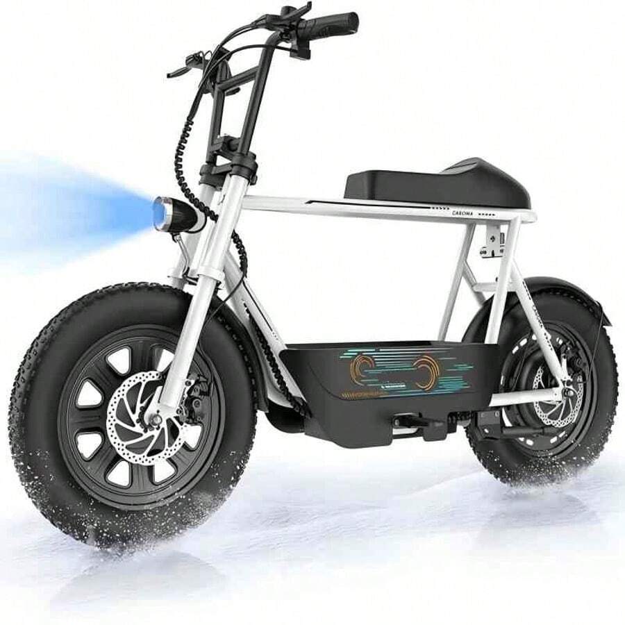 tooluck Peak 1200W Electric Scooters With Seat For Adults 16" Fat Tire For All-Terrain 30Miles Max Range 20mph Top Speed Commuter E-Scooter For Adults Teens Commuting Motorcycle Style With Carry Basket,White - 白色 - 查看 1