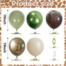 60个鼠尾草绿、棕色、橄榄绿、咖啡色、金属金色桉树图案乳胶气球，迷彩军事狩猎气球，适合森林主题婴儿派对、生日派对装饰 - 彩色 - 查看 9