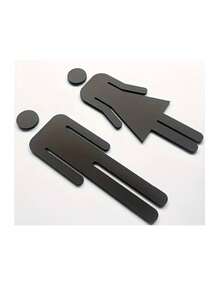 Señalamiento baño autoadherible accesorio decoración orientador fácil instalar materiales resistentes identificación baño hogares oficinas lavables señal simbólica fácil visualizar para recibir invitados - Negro - Ver 3