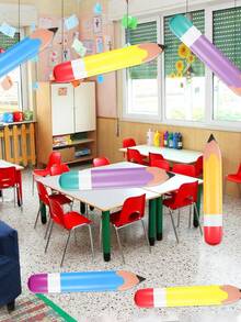1pc-Jumbo Inflatable Pencil 7 Colors Blow Up Pencil Crayons Balloons Decorations For Classroom Theme Back To School Birthday Party Supplies Home Decor Room Decor School Supplies - Multicolor - View 8