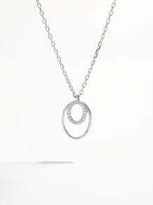 1 pieza Collar de diseño de circonita cúbica ovalada de plata de ley 925 de estilo minimalista y elegante, para uso diario y de fiesta para realzar el estilo personal, regalo para mujeres