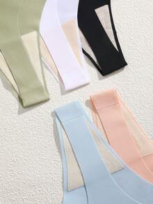 5 Pack Ladies' Sexy Low Rise Seamless Thongs, Comfort Fit - Multicolor - View 5