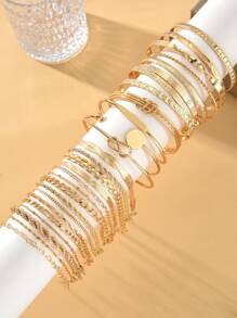 6/11/12/13/20pcs Minimalist Geometric Beaded, Smooth Chain, Snake Bone Chain, Twisted Chain, Lobster Clasp Bracelet Set, Fashion, Elegant, Vintage Design, Suitable For Holiday, Party, Daily Wear, Gift